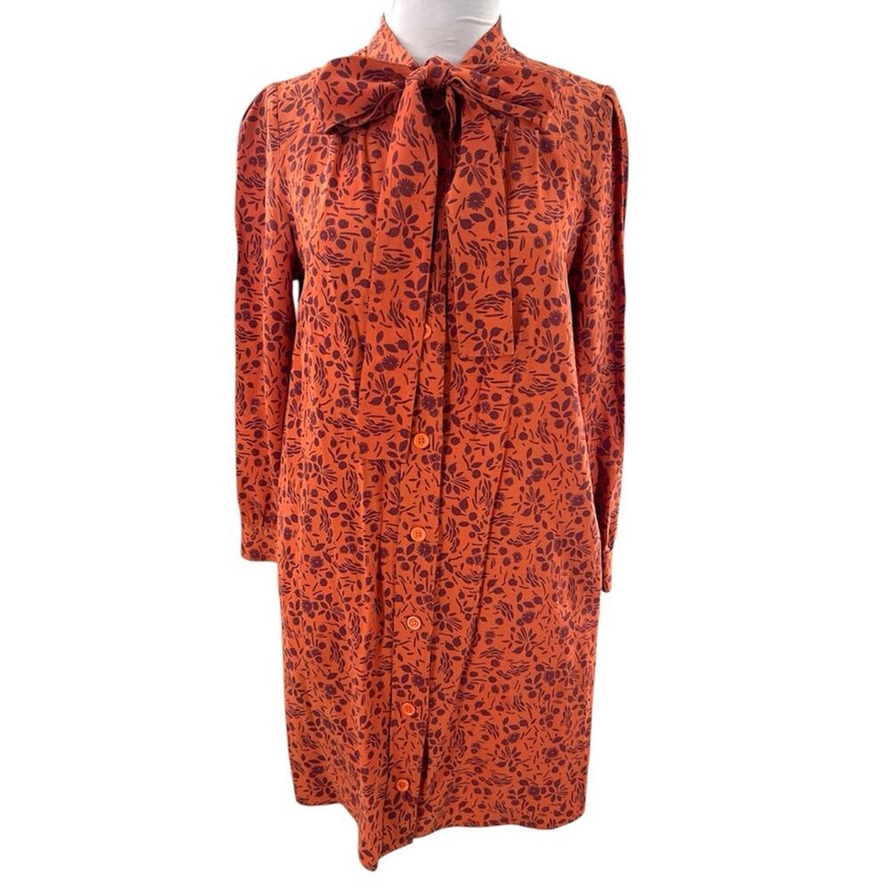 A.P.C.‎ APC floral Neck tie dress orange sz XS